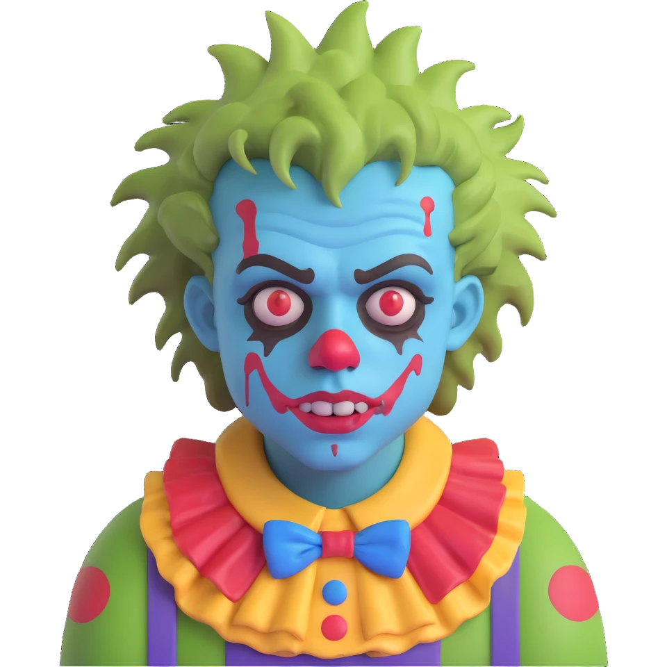 Menino Zumbi cabelo bagunçado, maquiagem de palhaço  emoji
