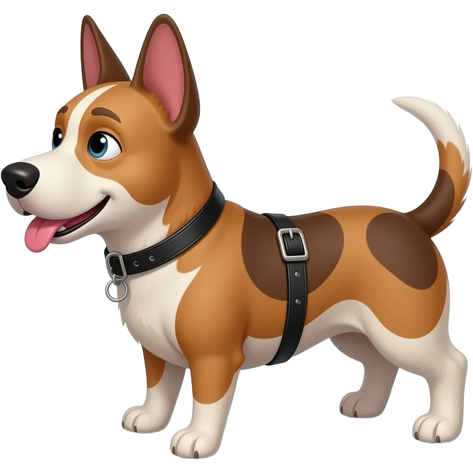 Dominatrix tiny guy up in doggy style position with strap on emoji