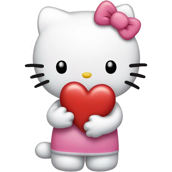 hello kitty holding a heart emoji