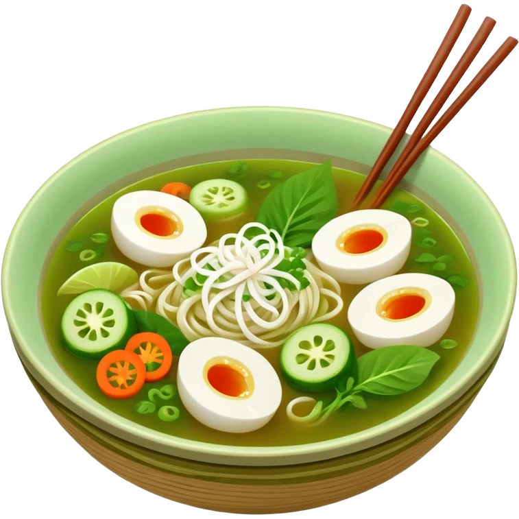 Khmer Noodle Num Banh Jok green broth with no meat or eggs emoji