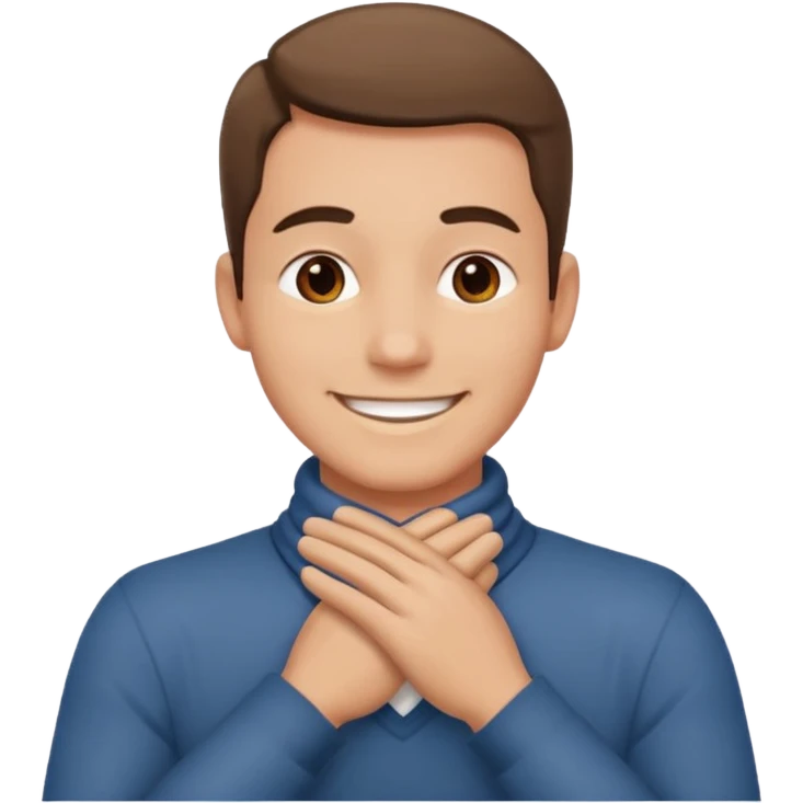 Man with hands gripped around NECK crossed like he is choking while smiling emoji