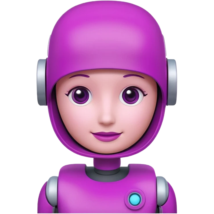 A friendly 3D chatbot assistant icon with a rounded square head, simple eyes, and a subtle smile. Clean, minimal, professional design suitable for a corporate SharePoint icon.Magenta color palette (#E20074) with dark purple and soft pink accents. emoji