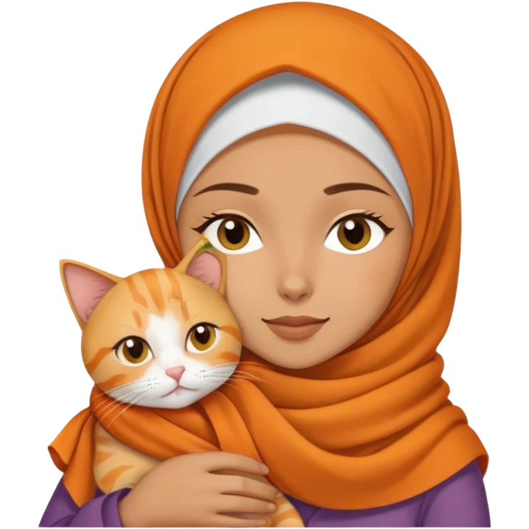 Hijabi girl wearing the milo scarf handle the sleepy orange tabby cat emoji