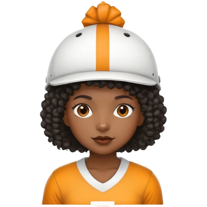 Black girl with short curly hair and a Tennessee football hat emoji