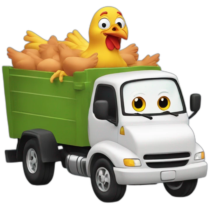 the cartoon character "chicken little" driving a truck emoji