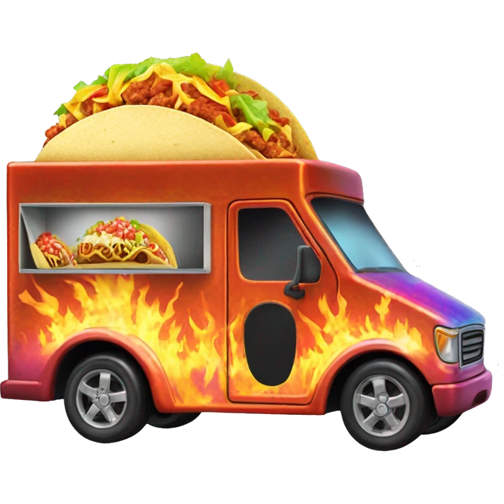 Fiery hot holographic hot wheel food taco hot salsa truck emoji