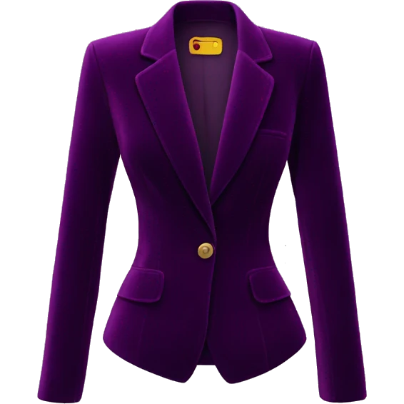 Realistic isolated dark plum purple velvet feminine fashion blazer jacket.  emoji