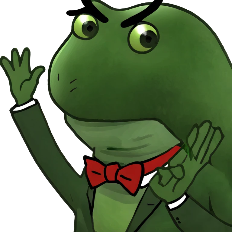 Man with black suit one hand up and a red cuff around upper arm emoji