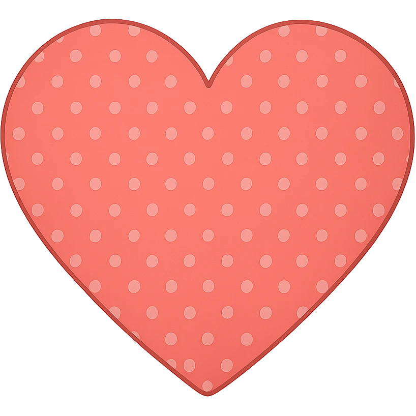 heart with a subtle polka dot pattern, clean digital illustration emoji