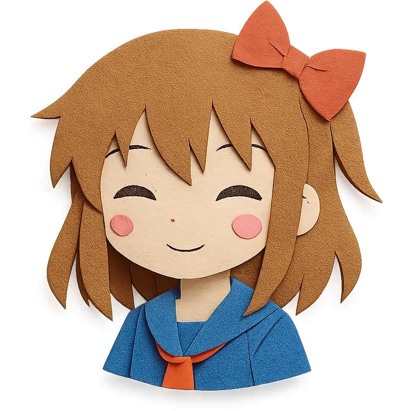 anime girl, paper craft style emoji