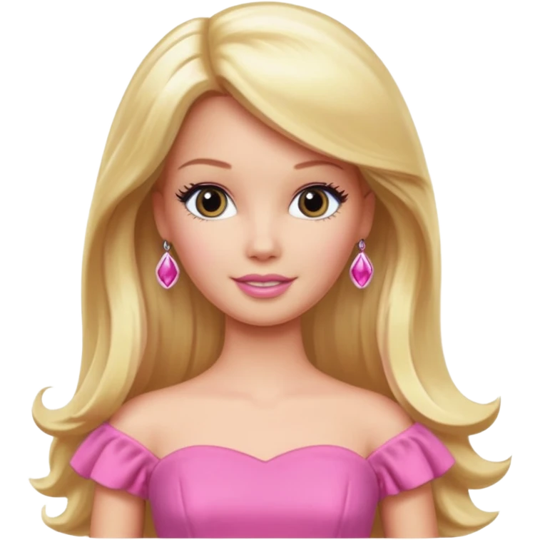 barbie, long blonde hair, pink dress emoji