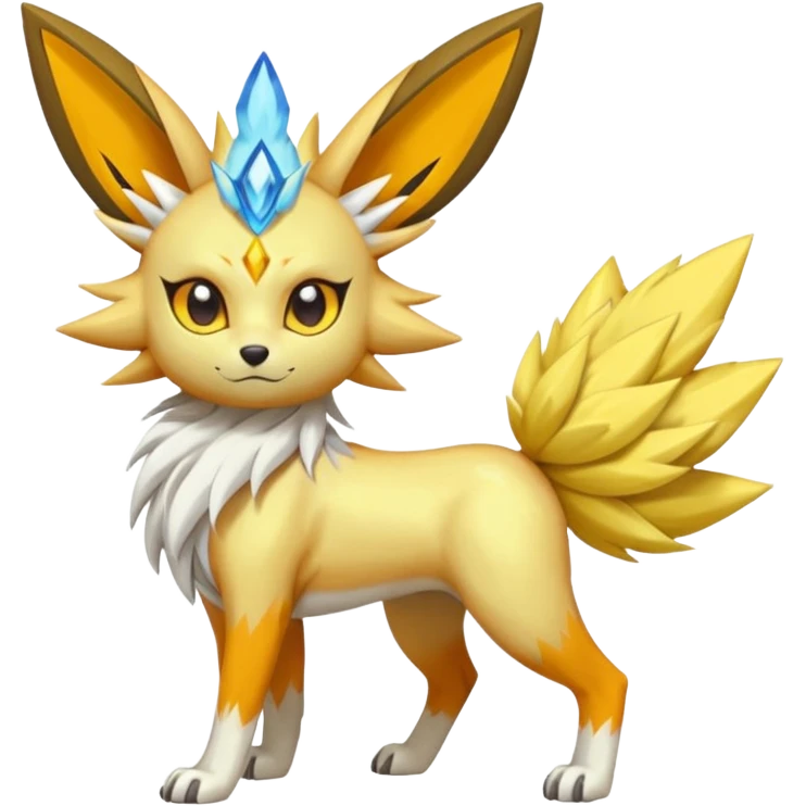 Feral Solgaleo-Meloetta-Jolteon-Vernid-fusion-hybrid-creature, full body  emoji