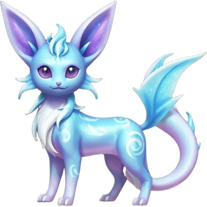Shiny Iridescent Nebulae Espeon-Lumineon-Vaporeon-Amaura-Glaceon-Dragonair-Fakémon-hybrid-creature (full body)  emoji