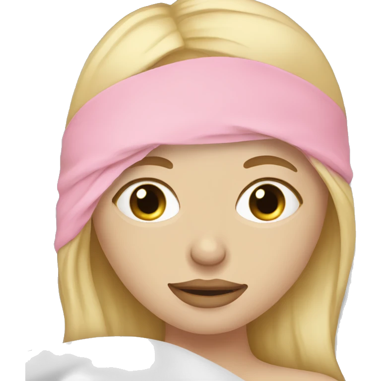 Blonde girl sleeping with pink eye mask emoji