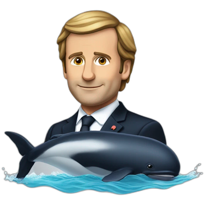 Macron sur une baleine emoji