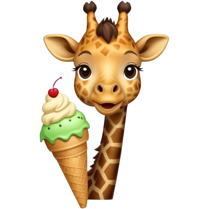 Giraffe eating ice cream with leaves on top emoji
