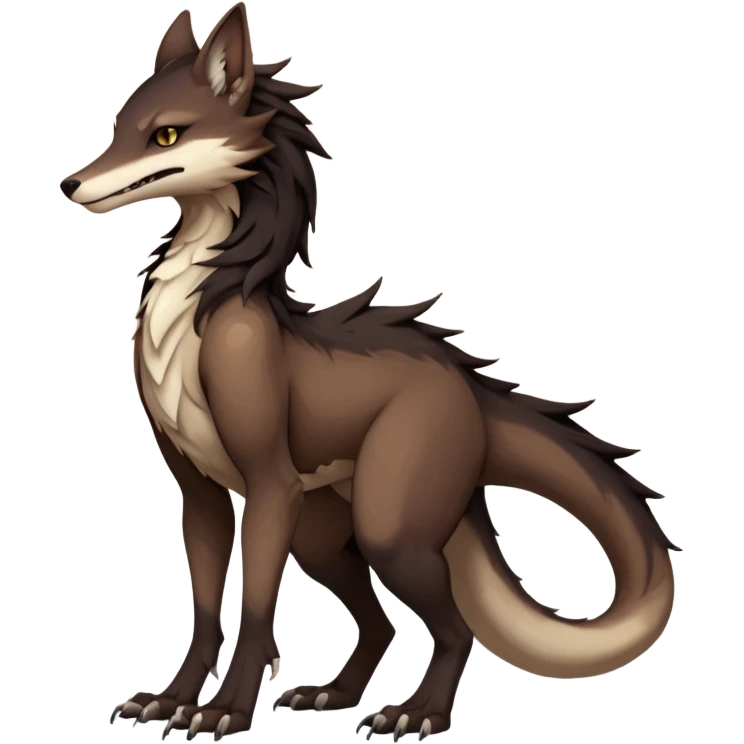 Brown and beige badass elegant wild beautiful natural cute badass epic anthro modern sergal-vernid-creature, full body, dark-brown-black-gradient pretty hair, outside, modern, aesthetic, art by LiLaiRa, art by art by Falvie emoji