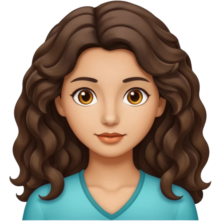 Morena com cabelo ondulado nas pontas  e de pele um pouco bronzeada emoji