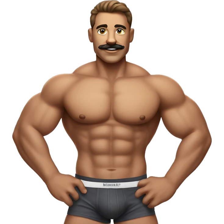 Muscular jock with mustache underwear realistic emoji