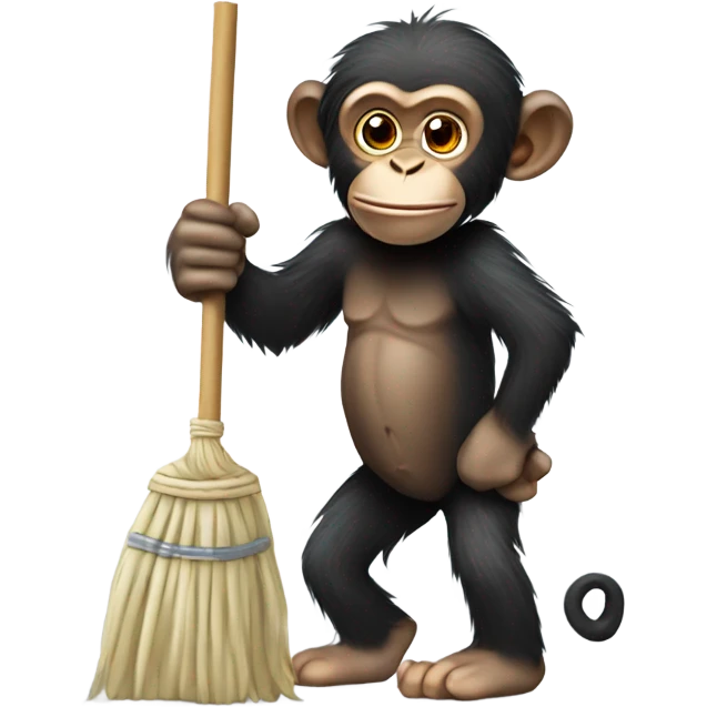 Chimpanzee with a mop emoji