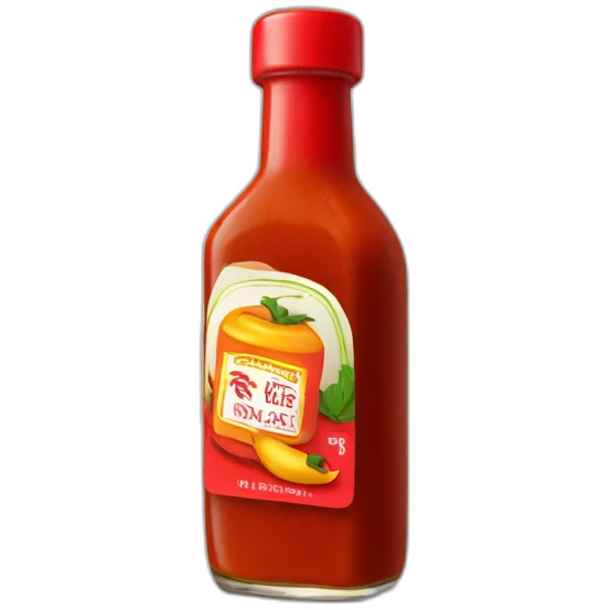 Bottle of hot sauce with a label that has no text and no image other than a red chile emoji