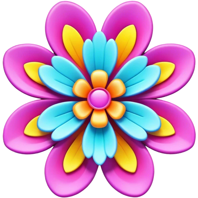 3D, ultra detailed Psychedelic colored flower power sign emoji