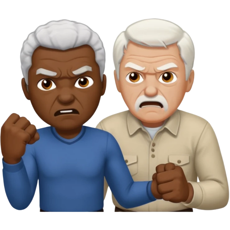black guy and white old guy fighting emoji