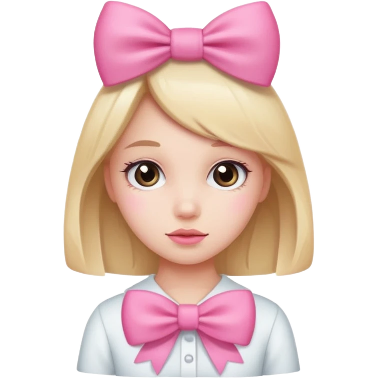 Cute girl with bow pink emoji