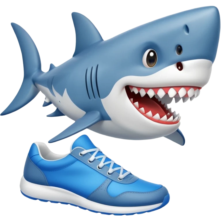 cartoon shark with blue sneakers emoji