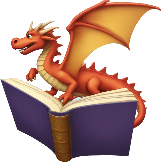 A dragon flying out of a book. emoji