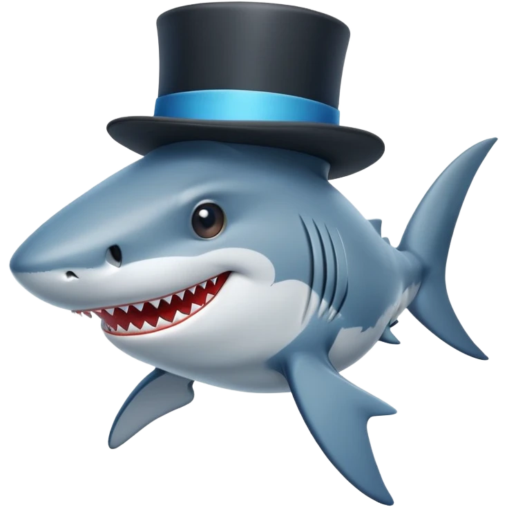 Shark with a top hat emoji