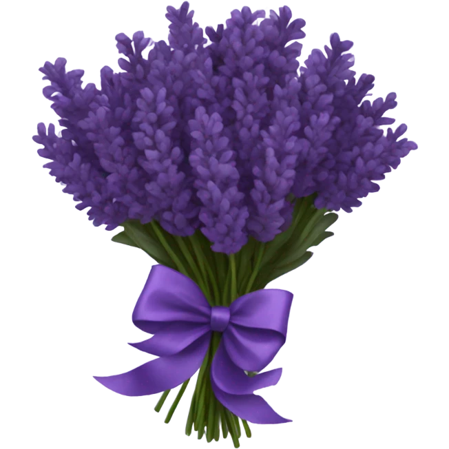 a beautiful aesthetic bouquet of dark purple  lavender tied with a silk purple ribbon emoji
