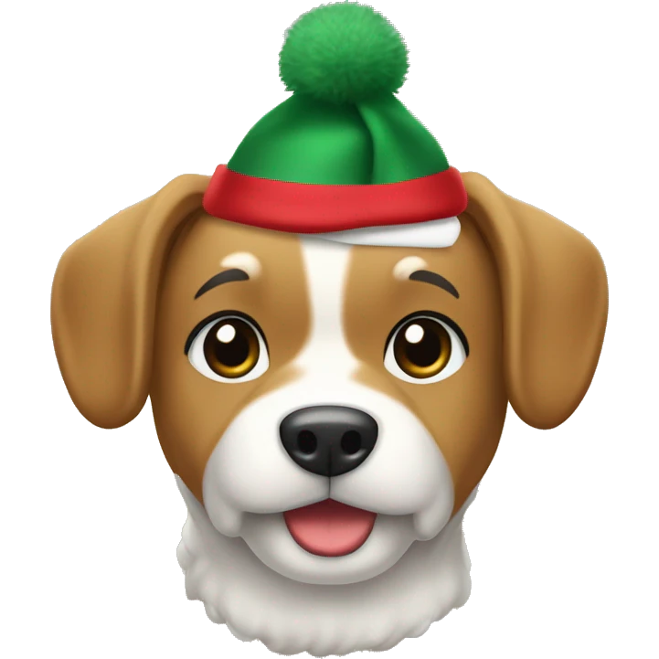 Perro con gorro y bufanda en Navidad  emoji