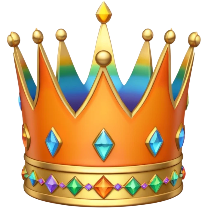3d crown orange in color with rainbow inlay emoji