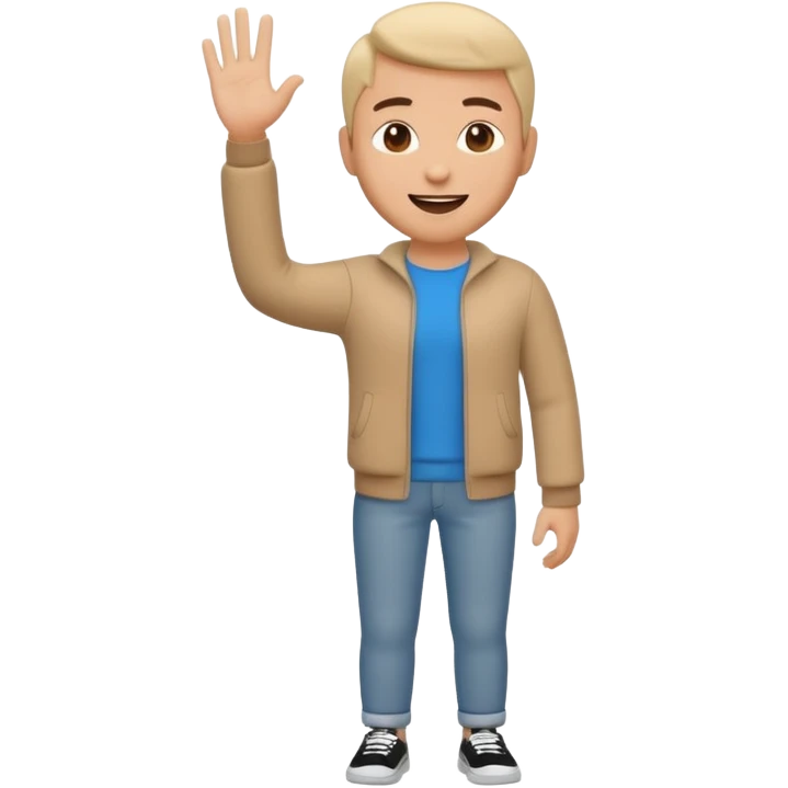 a single full body 3D bitmoji showing the action of contact us emoji