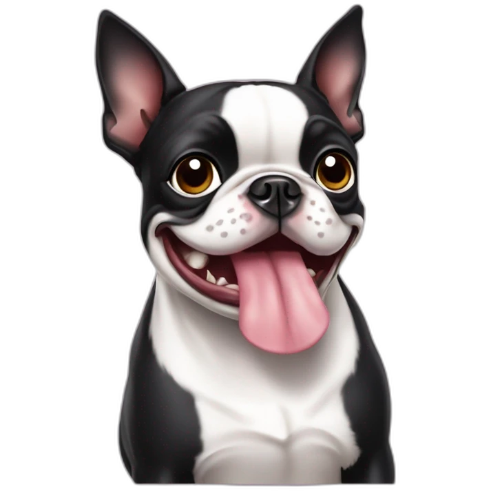 Fat och happy Boston Terrier who loves to eat emoji