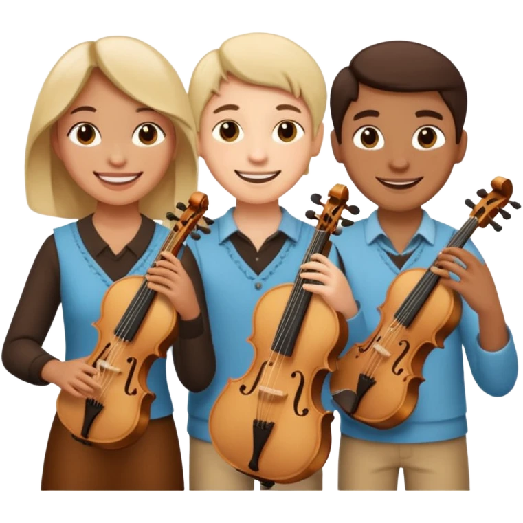Create an imagine of three people playing string instruments emoji