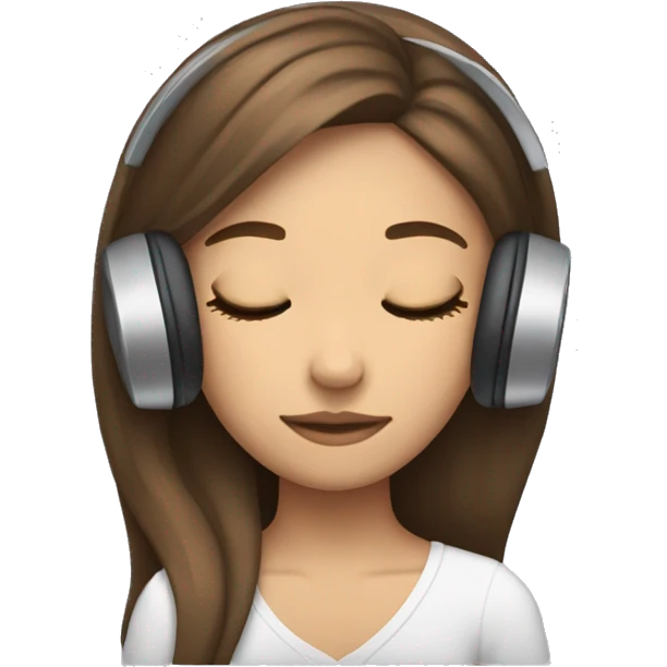 Brown haired light skinned girl with straight hair sleeping with headphones  emoji