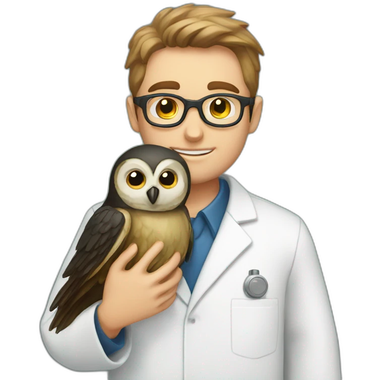 White-Boy-black-beard-scientist-hugging-owl emoji