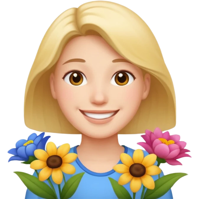 Relieved smile with flowers emoji