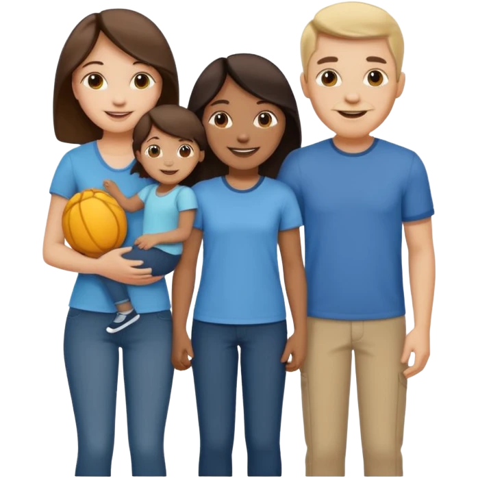 Happy family of 5: mom, dad, two sisters and brother emoji