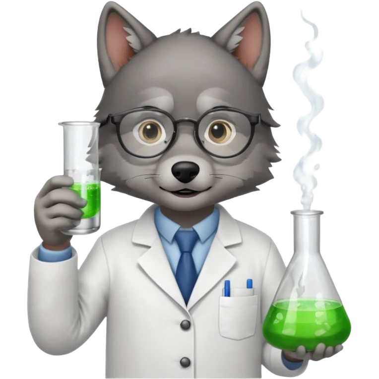 A wolf dressed as a scientist emoji