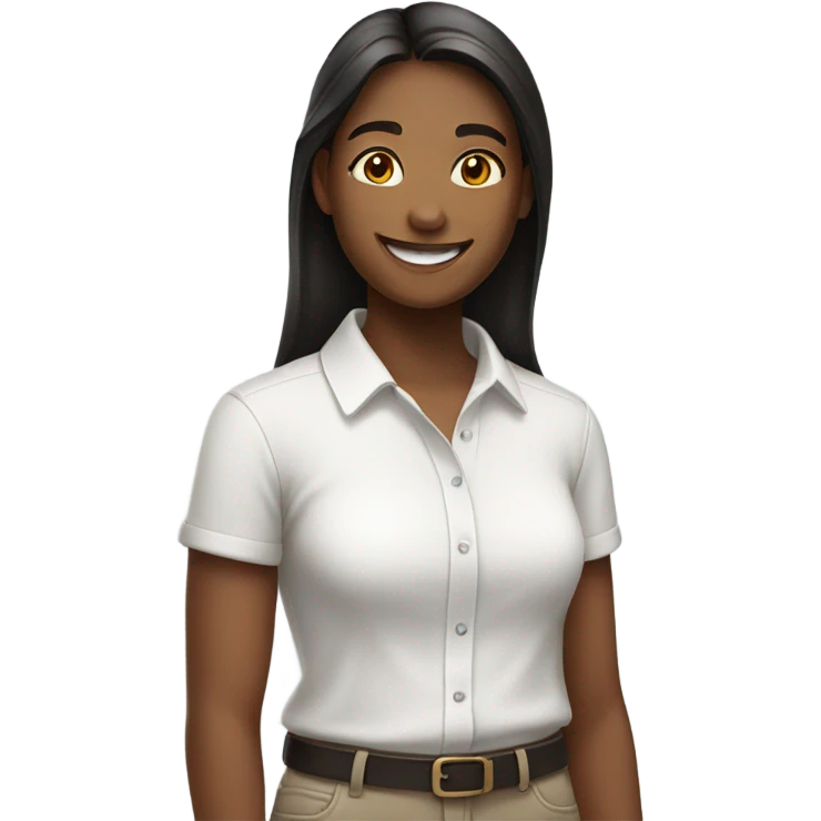 smiling girl in white shirt emoji