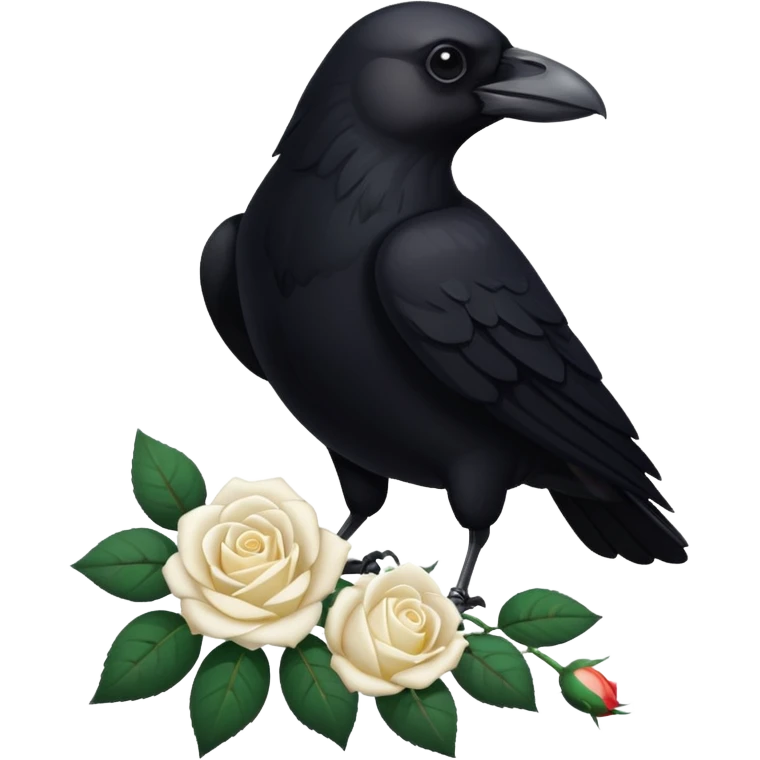 Crow with white roses emoji