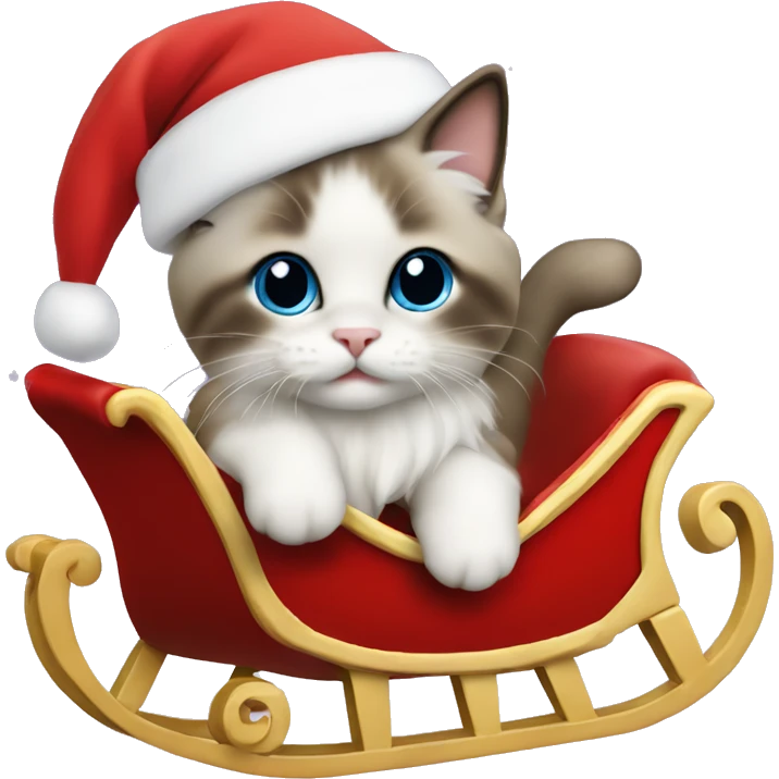 Ragdoll kitten riding Santa’s sleigh  emoji