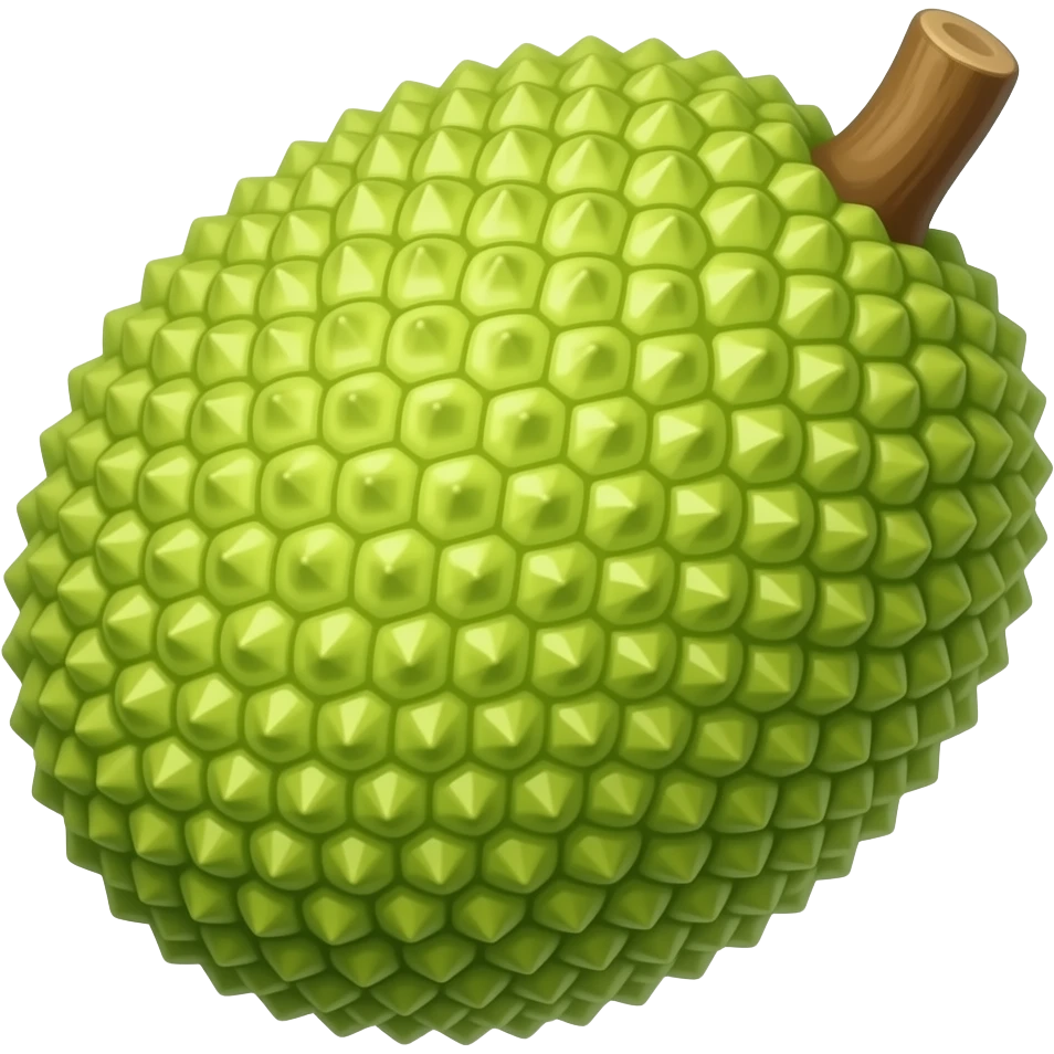 creat a jackfruit.. It should be more like oval in shaped(not lobed). Make it look green and add a small stalk emoji