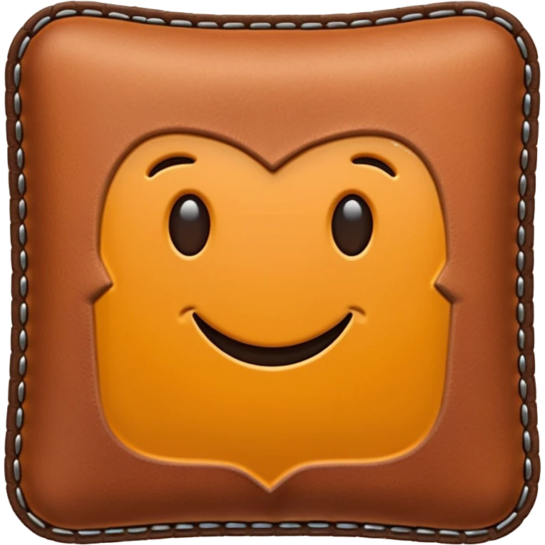 Apple-style 3D emoji of a flat rectangular piece of leather fabric, with stitched edges, soft texture but slightly shiny, representing industrial leather as material. emoji