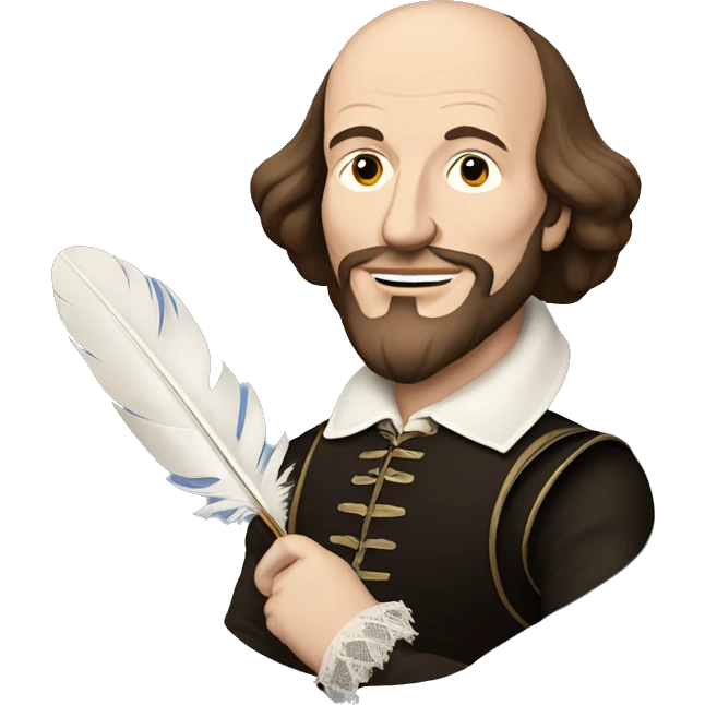 William Shakespeare holds a feather in his hand emoji