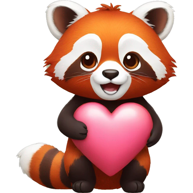 Red panda holding a heart in his hand emoji