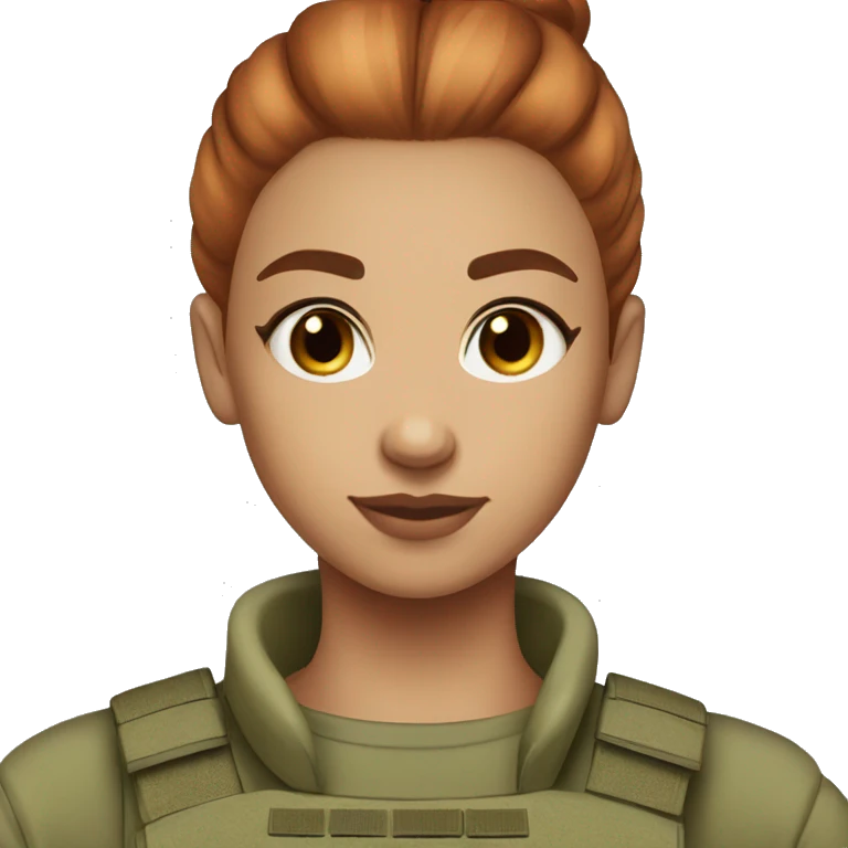 red straight hair bun pretty brown eyes soldier light skin girl emoji